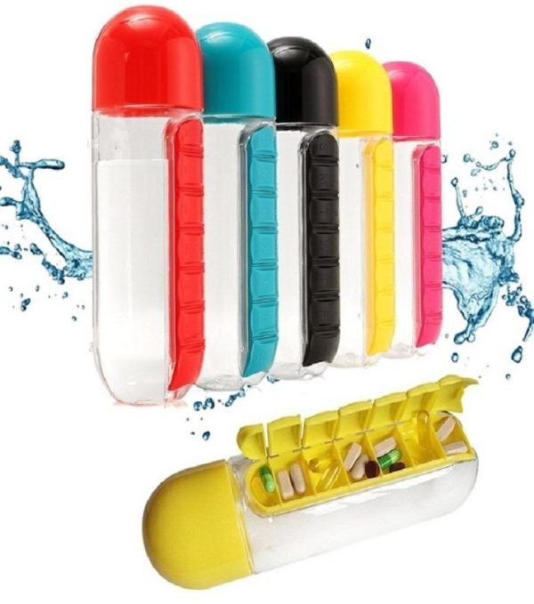 2 in 1 Medicine Organizer With Water Bottle